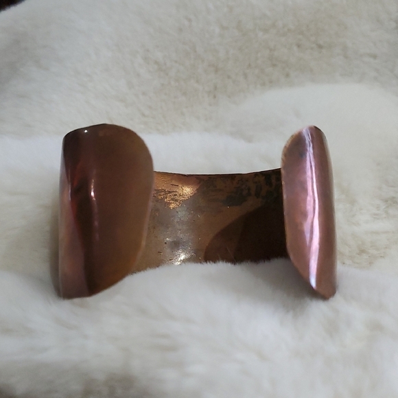 Tribal Copper and Gold Cuff Bracelet With Indigenous Face Boho Chic City Girl - Picture 3 of 8